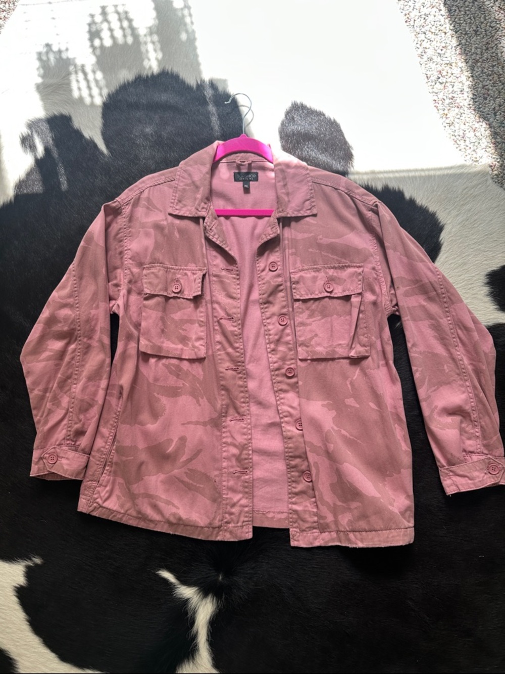 Caslon Mauve-Pink Utility Jacket with Subtle Camo